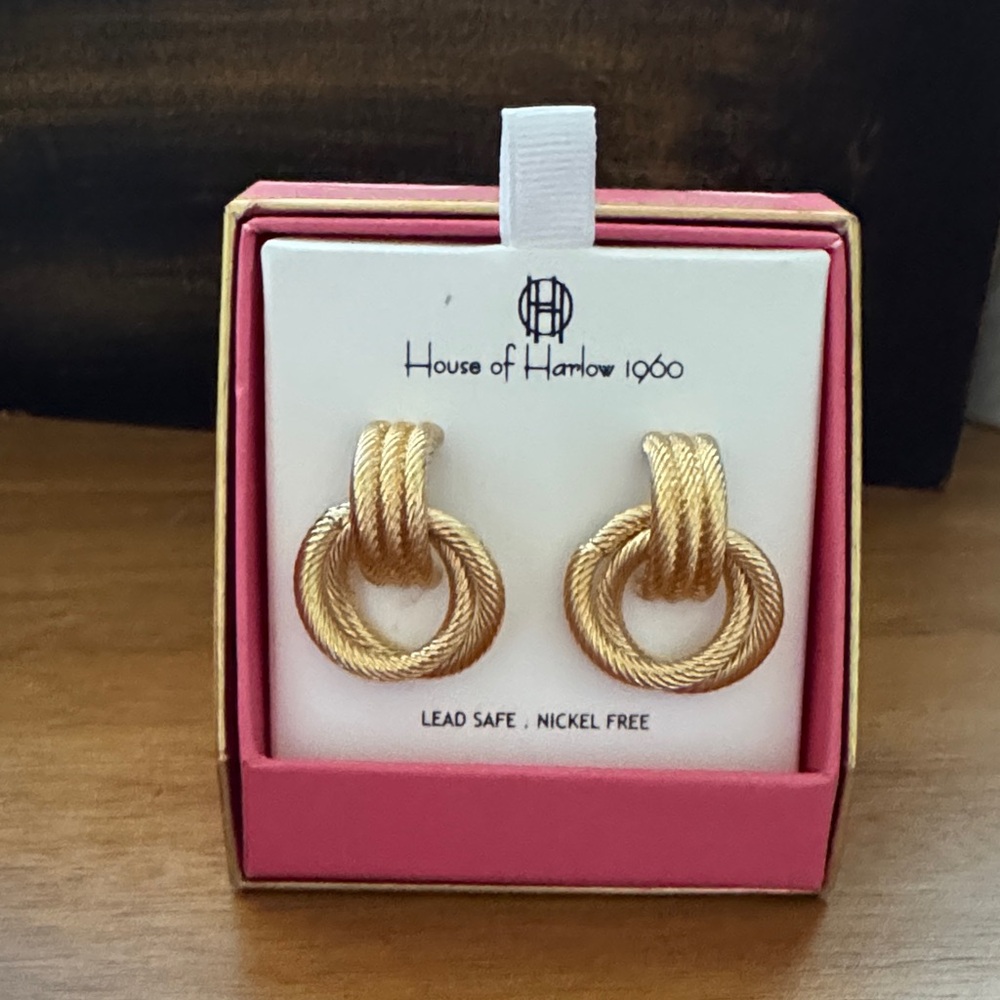 House of Harlow 1960 Twisted Gold Hoop Earrings